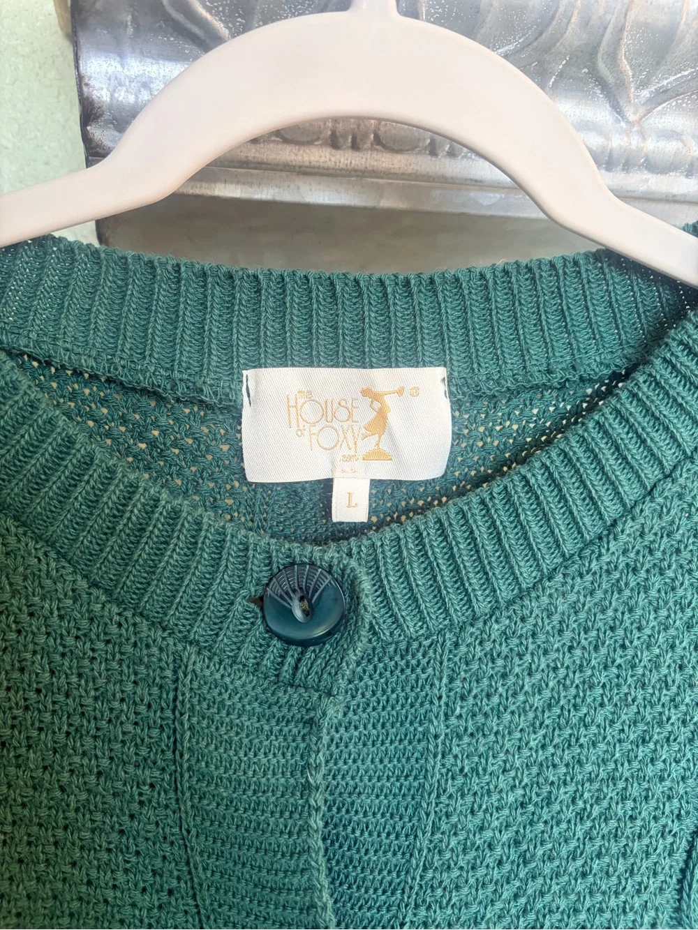 💚The House of Foxy💚Forest Green Cable Knit Button-Up Sweater - Picture 3 of 9